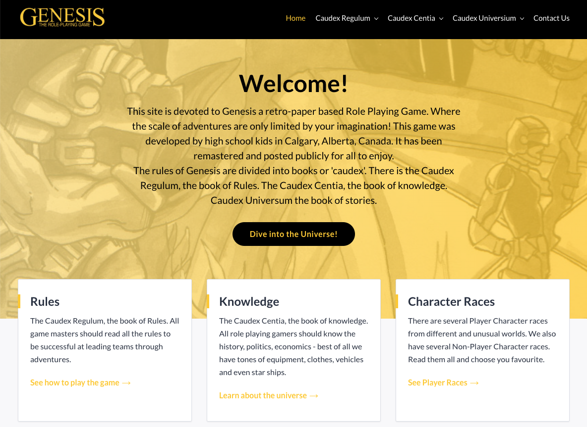 Genesis RPG - Web Site Refactoring and Re-hosting